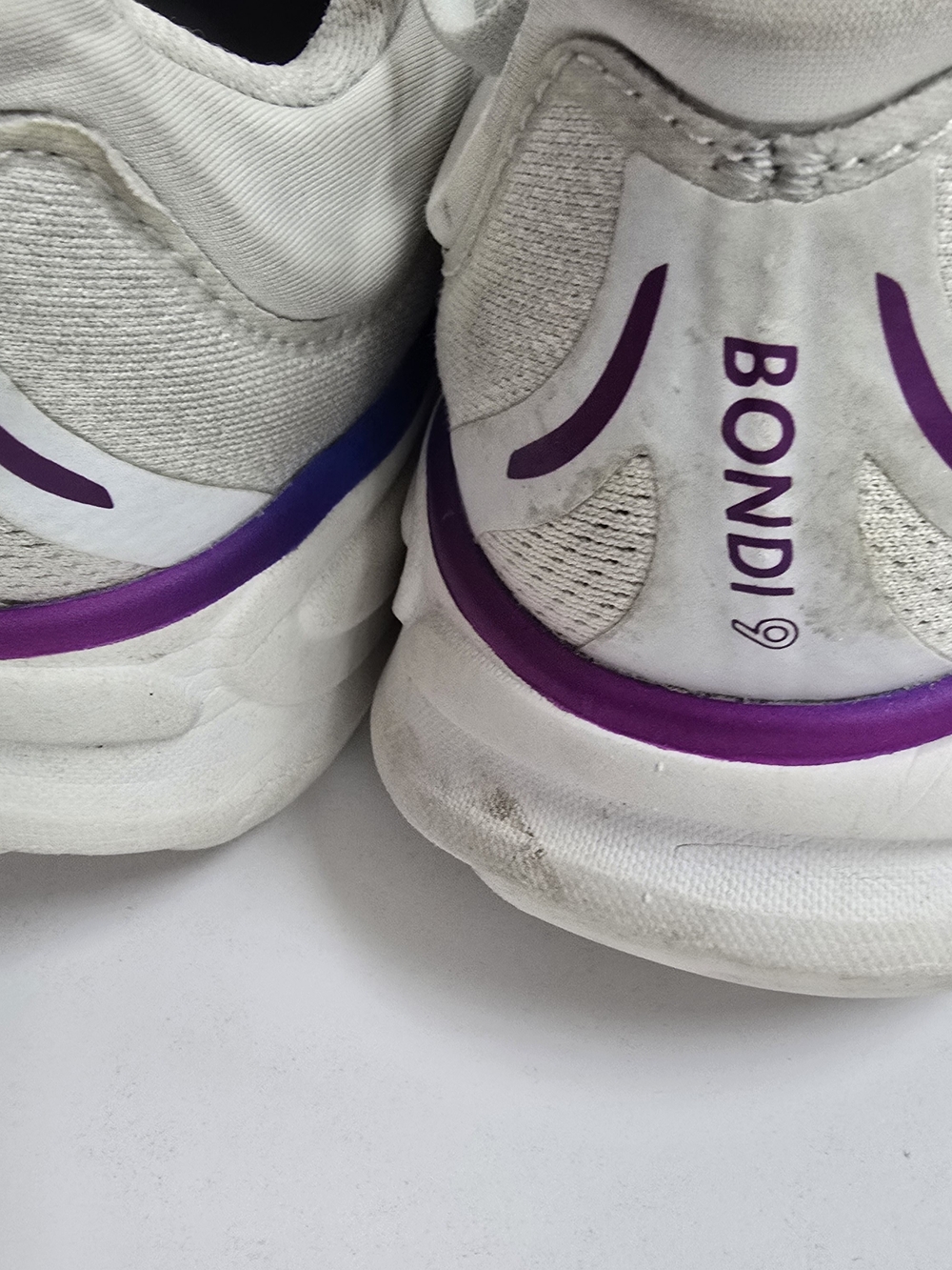 Hoka Bondi Men Running Shoes — White with Purple Accents